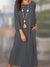Casual Solid Pocket Buttons O Neck Long Sleeve Dresses