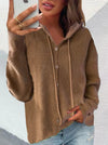 Elegant Solid Buttons Hooded Collar Tops(5 Colors)