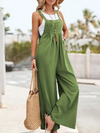 Daily Solid Color Sleeveless Pocket Casual Wide Leg Button Jumpsuits
