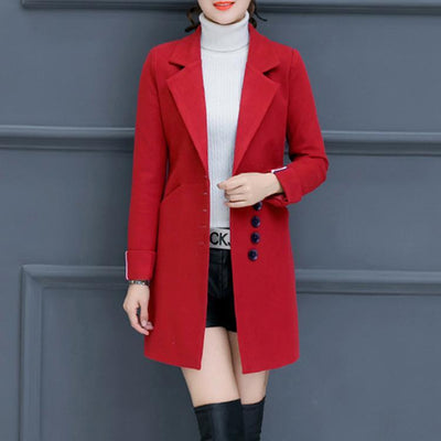 Women's Slim Woolen Coat Outerwear