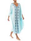 Light Blue Loose Floral Beach Cover-Ups