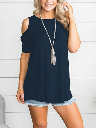Casual Strapless Knotted Short Sleeve T-Shirt