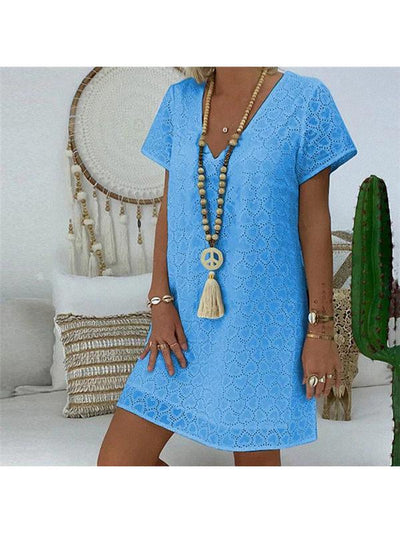 Sexy Lace Hollowing Out Casual Shift Dresses