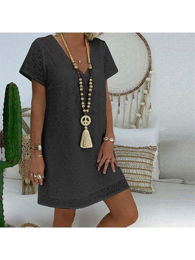 Sexy Lace Hollowing Out Casual Shift Dresses