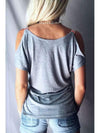 Chic Off Shoulder Women V neck Plain T-shirts