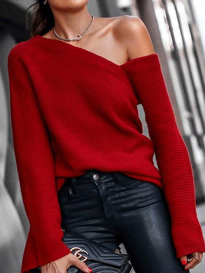 Sexy Off shoulder Long sleeve Knit Sweaters