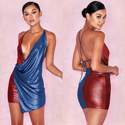 Sexy Vest Backless Gored Bodycon Dresses
