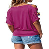 Off shoulder Pure Cutout Short sleeve T-Shirts