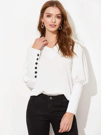 Pure Single-breasted Blouses