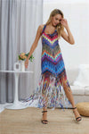 Sleeveless Floral Tassels Beach Maxi Dresses