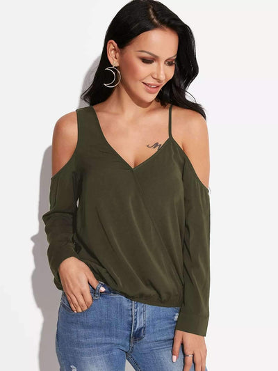 Sexy Pure Off shoulder V neck T-Shirts
