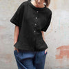 Casual Loose Cotton  Fastener Short sleeve Blouses