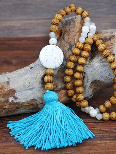 Bohemian antique wooden bead necklaces