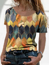 Round neck women short sleeve special printed colorful T-shirts