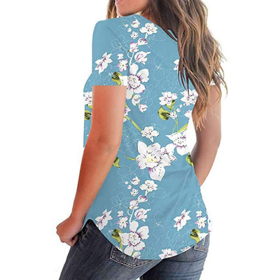 Fashion Print V neck Short sleeve T-Shirts