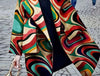 Fashion Turndown Collar Printed Colour Long Sleeve Pocket Coat
