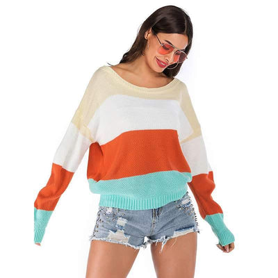 Fashion Knit Stripe Gored Sweaters