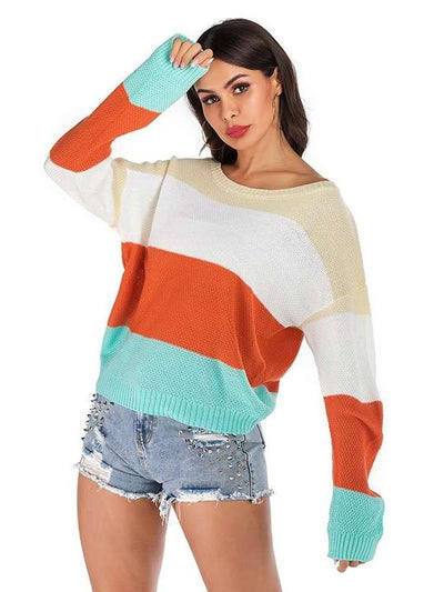 Fashion Knit Stripe Gored Sweaters