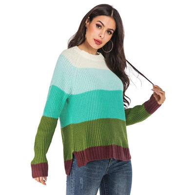 Fashion Stripe Knit Round neck Sweaters