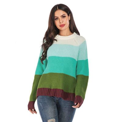 Fashion Stripe Knit Round neck Sweaters