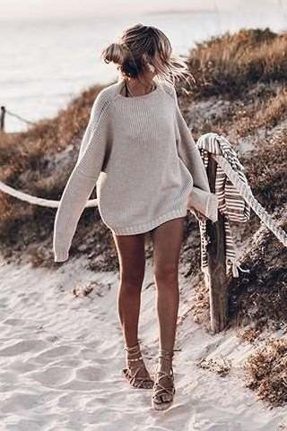 Loose Pure Long sleeve Round neck Sweaters