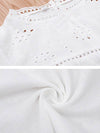 White Sweet Cutout Flower Women Casual T-shirts