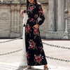 Stylish Floral print High collar Long sleeve Skater Maxi Dresses