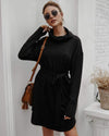 Fashion Pure Lacing High collar Long sleeve Knit Skater Dresses