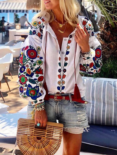 Floral Casual Printed Long Sleeve Blouses