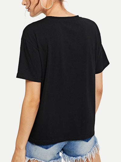 Casual Short Sleeve Face Printed T-shirt