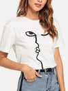Casual Short Sleeve Face Printed T-shirt