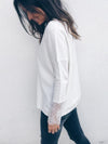 V Neck Lace Sleeve Plain Long Sleeve Woman Daily T-shirt