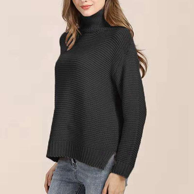 High Neck Thick Plain Warm Woman Sweaters