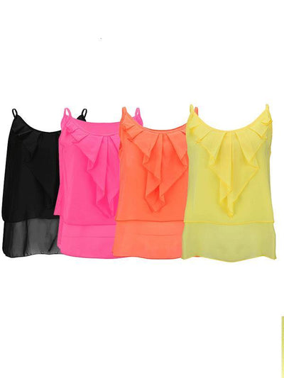 Women Colorful Summer Chiffon Plain Vests