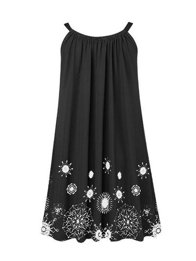 Loose plus-size floral printed strap Shift Dresses