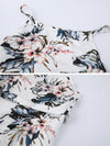Sexy neck high slit design waist flower printed maxi dress