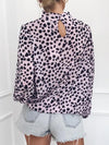 Long sleeved sexy button comfortable printed blouse