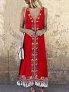 V Neck Colorful Bohemia Sleeveless Casual Long Maxi Dresses