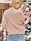 Women Chirstmas Style Fashion Pink Round Neck Long Sleeve Christmas Man Printed Sweaters