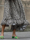 Fashion animal printed long-sleeved maxi dresses