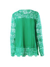 Long sleeve chiffon hollowed-out floral lace Blouse