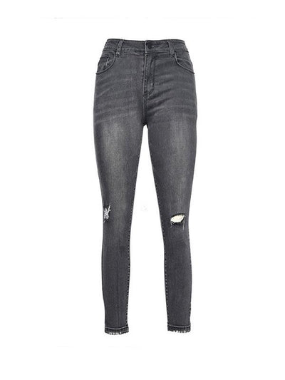 Fashion Women Plain Denim Long Pants Jeans