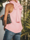 Round neck sleeveless Plain Fashion Back Bowkont T-shirt Top