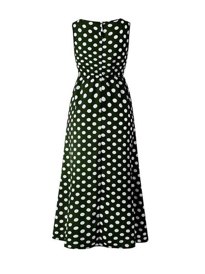 Fashion Sleeve less Woman Pot Printed Coffee Maxi Dresses