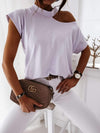 Pure Round neck Off shoulder Short sleeve T-Shirts