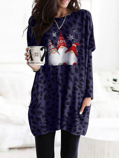 Women chic fashionable christmas printed with pockets sweatshirts