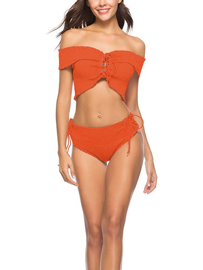 Sexy Cross Strap Two-piece Bikini Suit Swimwear
