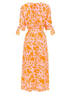 V neck Printed Half Sleeve Fashion Maxi Dresses