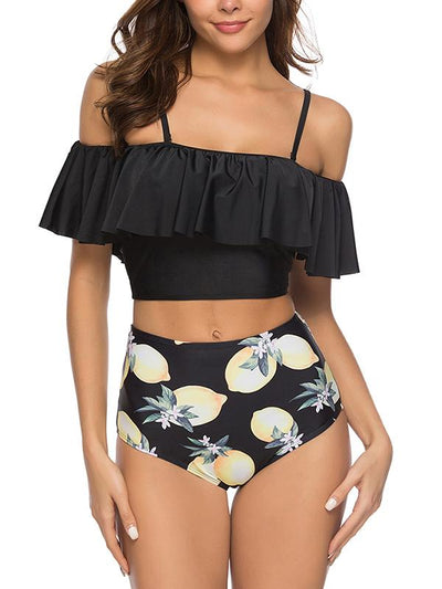 Printed bikini with high-waist Swimwear