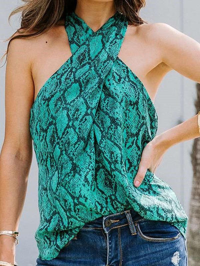Fashion Print Halter Sleeveless Vests